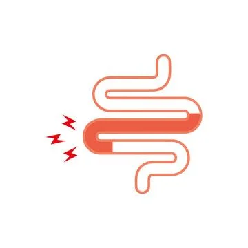 Colitis. Gut constipation icon. Abdominal, bloating vector. Stock Illustration