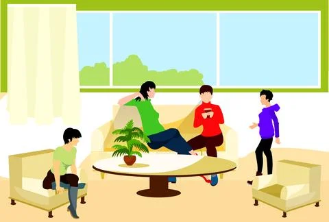 Coliving Space Concept Illustration Stock Illustration
