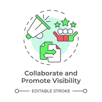 Collaborate and promote visibility multi color concept icon Stock Illustration