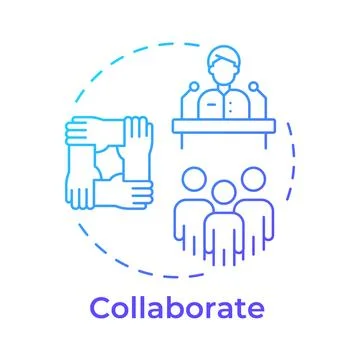 Collaborate blue gradient concept icon Illustrazione stock