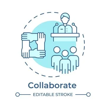 Collaborate soft blue concept icon Stock Illustration