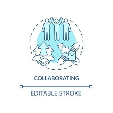 Collaborating blue concept icon Stock Illustration