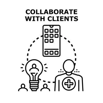 Collaborating with clients for business development and ideas Stock Illustration