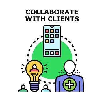 Collaborating with clients for business development and ideas Stock Illustration