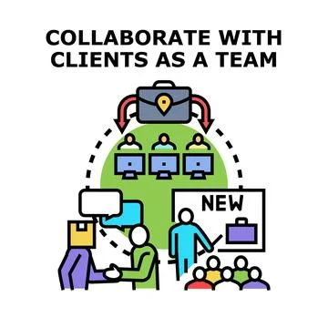 Collaborating with clients as a business team Stock Illustration