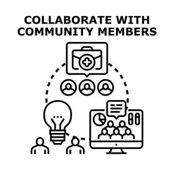 Collaborating with community members concept Stock Illustration