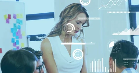 Collaborating on digital data analytics, business team in modern office Stock Footage 304078860