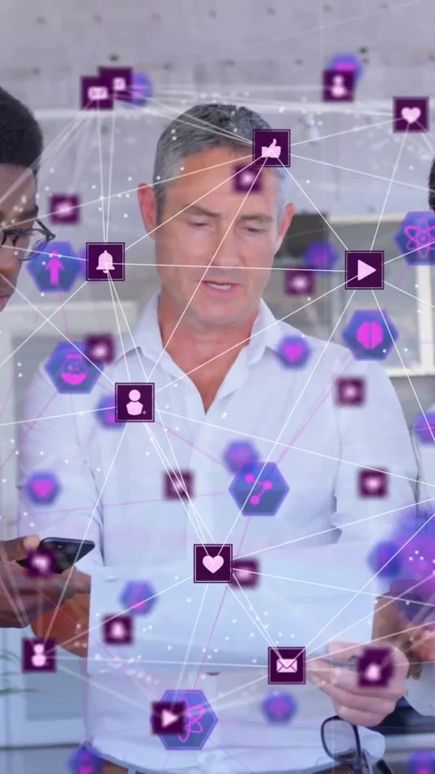 Collaborating diverse business people with network connections and social media Stock Footage 343129068
