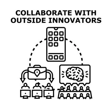 Collaborating with external innovators for business development Stock Illustration