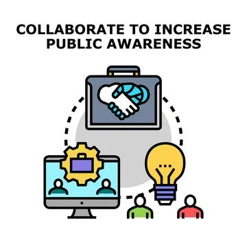 Collaborating to increase public awareness concept Stock Illustration