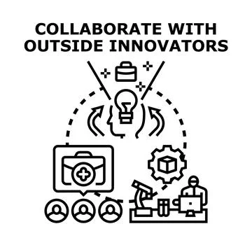 Collaborating with outside innovators for business development Stock Illustration