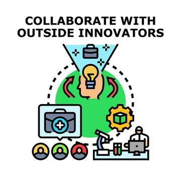 Collaborating with outside innovators for business development Stock Illustration