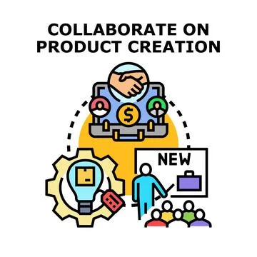 Collaborating on product creation process and development Stock Illustration