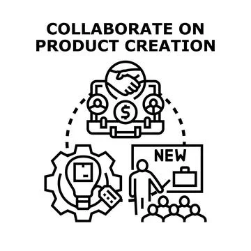 Collaborating on product creation process and development Stock Illustration
