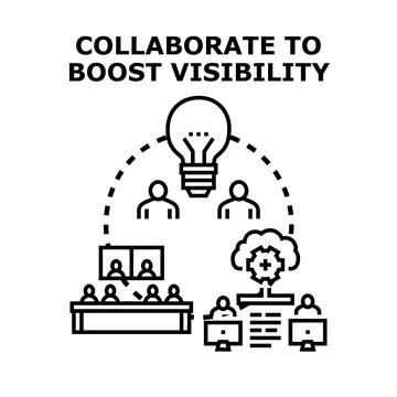 Collaborating on strategy for boosting business visibility Illustrazione stock