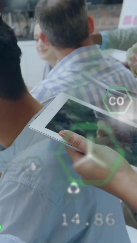 Collaborating with tablets, people programming code and creating data Stock Footage 319379016