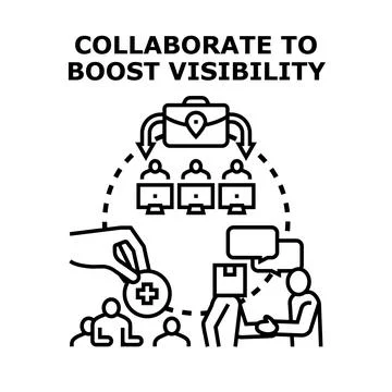 Collaborating team boosting business visibility and marketing promotion Stock Illustration