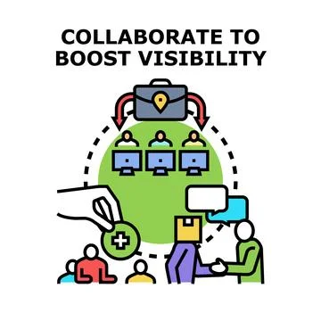 Collaborating team boosting business visibility and marketing promotion Stock Illustration