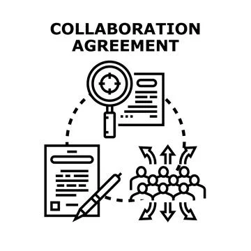 Collaboration agreement concept guiding teamwork business process Stock Illustration