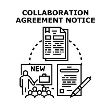 Collaboration agreement notice process and signing document 스톡 일러스트