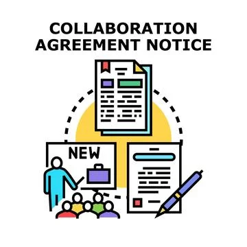 Collaboration agreement notice process and signing document 스톡 일러스트