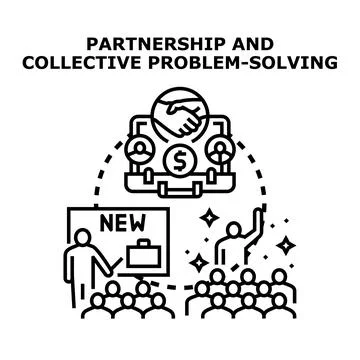 Collaboration and collective problem solving meeting new business concepts Stock Illustration