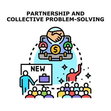 Collaboration and collective problem solving meeting new business concepts Stockillustratie