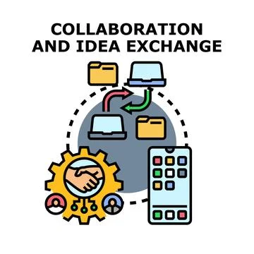 Collaboration and idea exchange process vector concept Stock Illustration