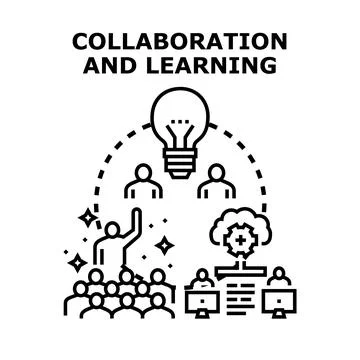 Collaboration and learning creating innovative ideas and knowledge Stockillustratie