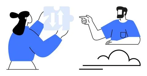 Collaboration and Problem Solving People Exchange Ideas and Solutions with .. Stock Illustration