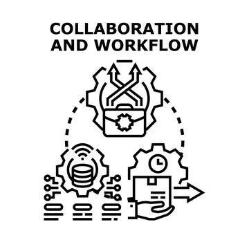 Collaboration and workflow process management vector design イラスト素材