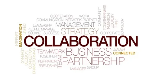 Collaboration animated word cloud, text design animation. Kinetic typography. Stock Footage 79774107