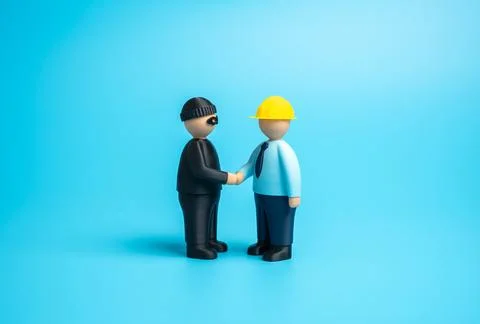 Collaboration between a developer and criminals. Resolving problems illegally Foto stock