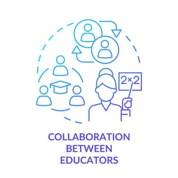 Collaboration between educators blue gradient concept icon Stock Illustration