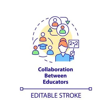 Collaboration between educators concept icon Stock Illustration