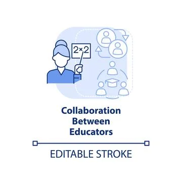 Collaboration between educators light blue concept icon Stock Illustration