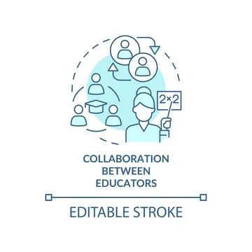 Collaboration between educators turquoise concept icon Stock Illustration