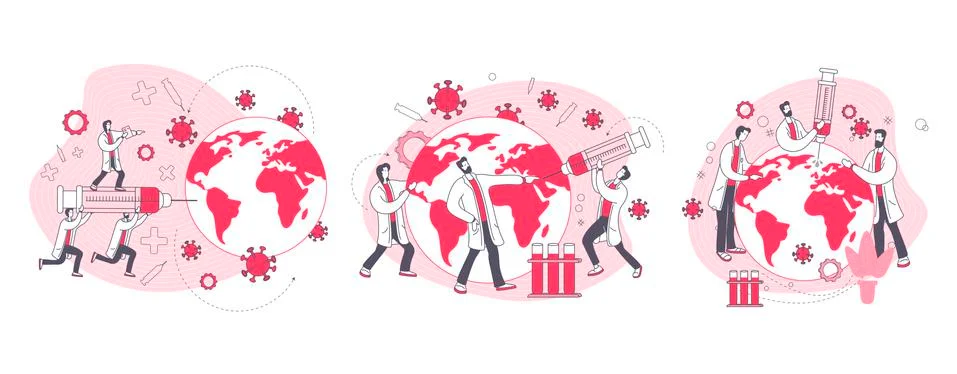 Collaboration between scientists and doctors for the development of the vaccine Stock Illustration