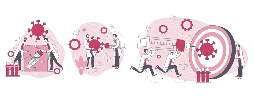 Collaboration between scientists and doctors Stock Illustration