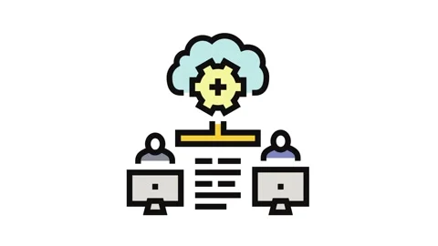 Collaboration cloud computing color icon animation 動画素材 326108348