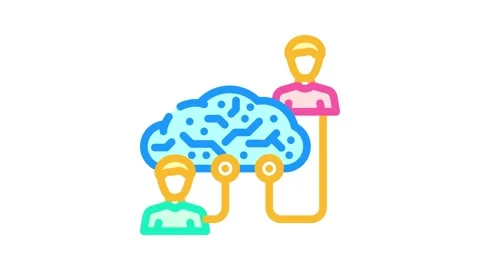 Collaboration cloud computing color icon animation Stock Footage 327259981