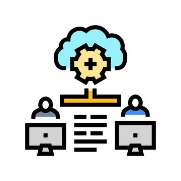 Collaboration cloud computing color icon vector illustration Stock Illustration