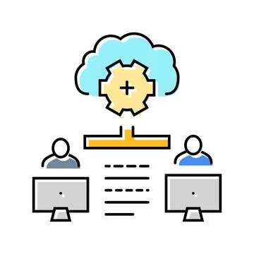 Collaboration cloud computing color icon vector illustration Stockillustratie