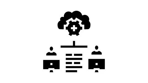 Collaboration cloud computing glyph icon animation Stock Footage 326145701