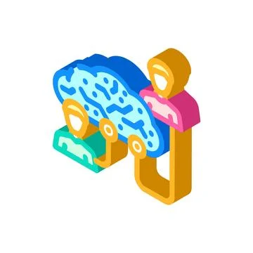 Collaboration cloud computing isometric icon vector illustration Stock Illustration