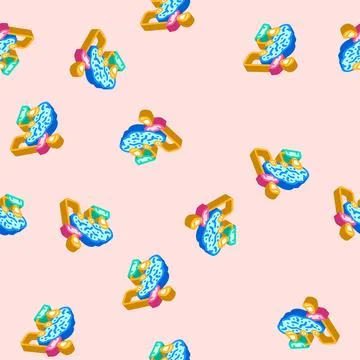 Collaboration cloud computing isometric icon seamless pattern Stock Illustration