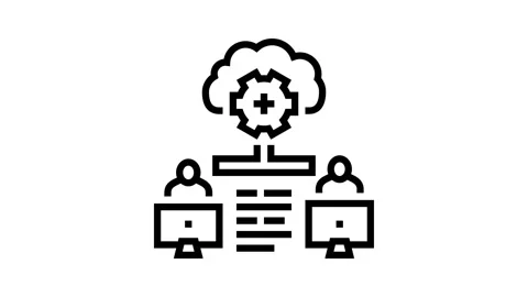 Collaboration cloud computing line icon animation Stock Footage 326125853