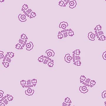 Collaboration cloud computing line seamless pattern Stock Illustration