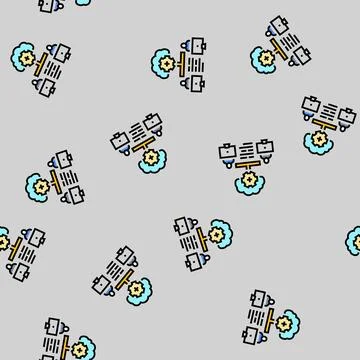 Collaboration cloud computing vector seamless pattern Stock Illustration