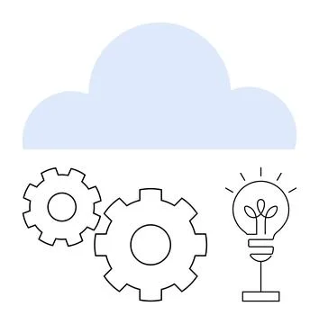 Collaboration of Cloud Technology, Innovation, and Mechanical Integration f.. Stock Illustration